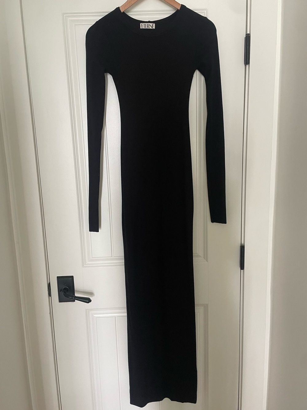 Eterne Long Sleeve Crewneck Maxi Dress in Black - Picture 4 of 7